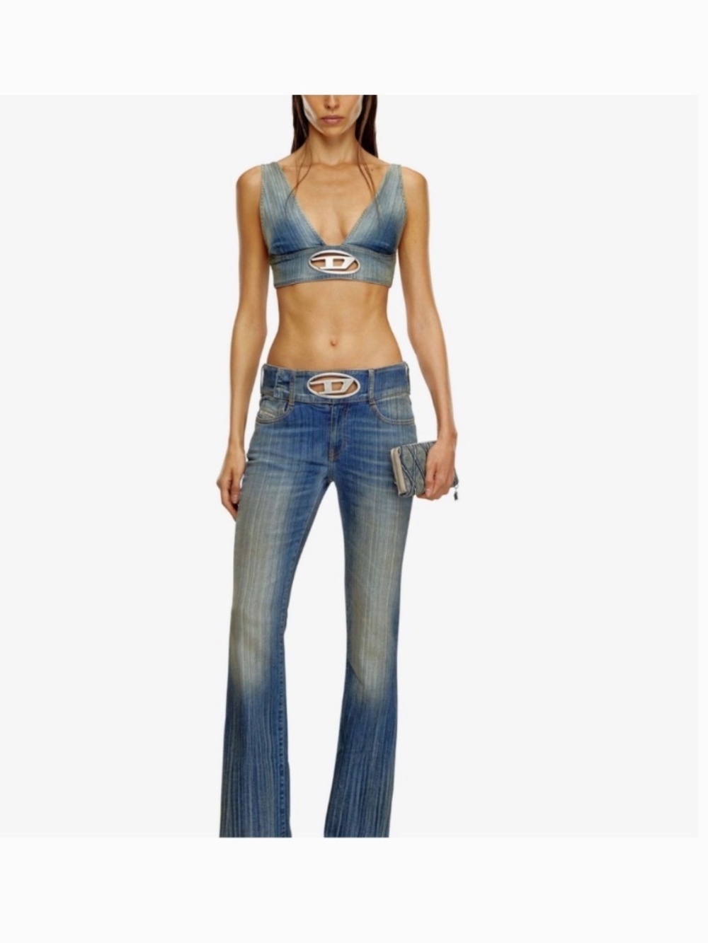 Diesel Bra top in streaky heritage denim Diesel 'Propol' Pant in Blue Denim - Picture 2 of 6
